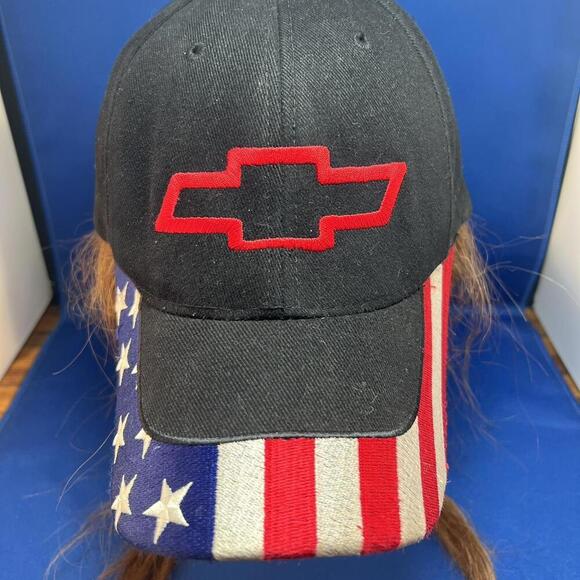 Chevrolet Black Cap with Patriotic Flag Design - Picture 2 of 6